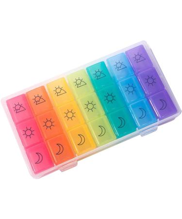 Buy Weekly Pill Organizer 7 Day - Moisture-Resistant Large Daily Cases for Pills Vitamins Fish Oil & Supplements - Rainbow Colors international shipping available - Buy Online on GoSupps.com