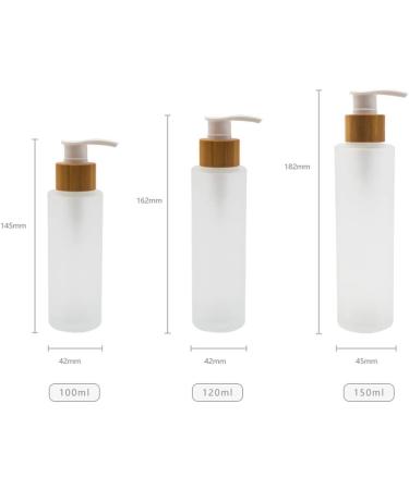 1PCS 150ml/5oz Frosted Glass Pump Bottles Empty Refillable Press Pump Bottle with Bamboo Pump Head Toiletries Storage Containers for Shampoo Essential Oils Shower Gel Hand Wash Lotion Dispenser - Buy Online on GoSupps.com