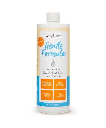 Oxyfresh Gentle Formula Unflavored Mouthwash   Perfect for Ultra Sensitive Gums & Teeth   No Mint  Zero Alcohol  Flavor Free   Fresh Breath. 16 oz.