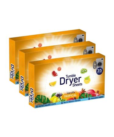 Tropical Tumble Dryer Sheets105 - Tumble Dryer Sheets Long Lasting Fragrance and Softness -Protect Against Static - Help Reduce Creases - Freshnes Fabric