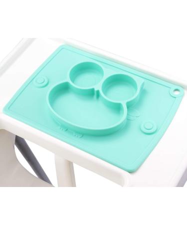 Silicone Divided Toddler Plate Set - Non Slip Suction Baby Dinner Plates with Spoon & Fork | BPA Free & FDA Approved - 5owl-cyan - Buy Online on GoSupps.com