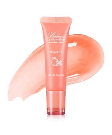 GECOMO Lip Glowy Balm Moisturizing Lip Gloss Nourishing Glossy Transparent Plumping Oil Non-sticky Tinted Toot Lip Balm for Lip Care (GRAPEFRUIT) 0.35oz 003#GRAPEFRUIT