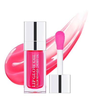 ZARICS Plumping Lip Oil, Hydrating Lip Gloss Tinted Lip Balm Lip Care Transparent Toot Lip Oil, Long Lasting Nourishing Lip Glow Oil Non-sticky Big Brush Glitter Shine Primer Lip Tint (CHERRY) - Buy Online on GoSupps.com