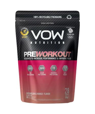 VOW Pre Workout Advanced Complex with Creatine Beta Alanine Caffeine Improve Energy & Focus (Watermelon & Mango)