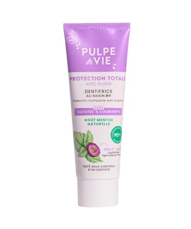 Pulpe de Vie Pulpe de Vie - Fresh Kiss Certified Organic Toothpaste 75 ml - Anti-waste!Grape - Mint Flavour - Fluoride Anti-Caries Shield - 99% Natural Ingredients - Protection Against Dental Plaque and Tartar