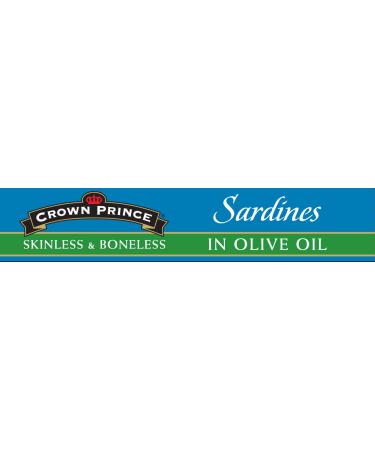 Crown Prince Skinless Boneless Sardines in Olive Oil 3.75oz Cans (Pack of 12) - Premium Quality Seafood - Buy Online on GoSupps.com