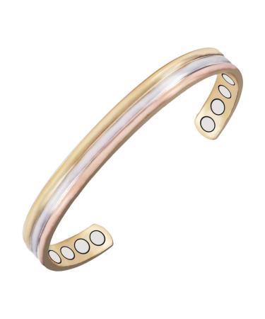 YINOX Tri Tone Pure Copper Magnetic Bracelets for Arthritis for Women Men with 8 Magnets Valentine's Day - Buy Online on GoSupps.com
