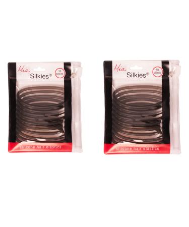 Mia Silkies Silicon Hair Elastics - Translucent Black 2 packs (20 pcs) for Thick Hair - Long-Lasting Hair Ties for Women, Teens, Athletes, and Girls - Buy Online on GoSupps.com