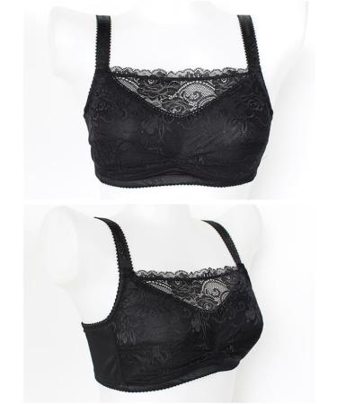 Women's Post-Operation Mastectomy Silicone Breast Shape Bag & Lace Wireless Bralette - Size 38/85C - Black - Buy Online on GoSupps.com