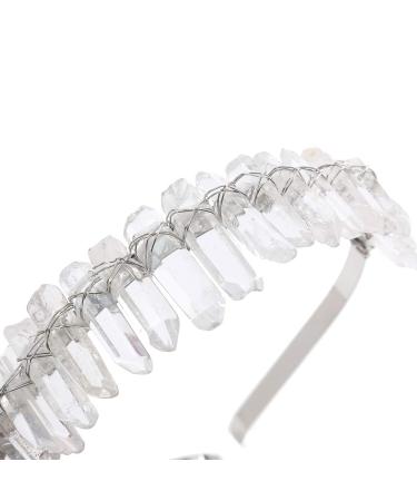 Crystal Quartz Rhinestone Tiara Headband for Women - Clear Mermaid Crown for Bride, Wedding Parties - Buy Online on GoSupps.com