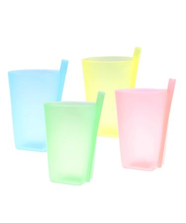COHEALI Stackable Kids Cups 4Pcs Plastic Sippy Cups Baby Feeding Sip Milk Cups Water Straws Cups Straw Cups Drinking Sippy Tumblers Cup for Children Kids (Random Color) Sippy Cup