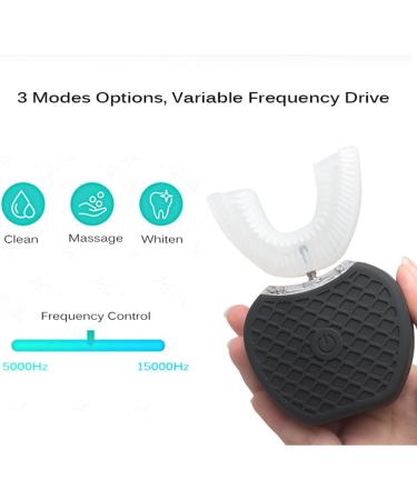 Ultrasonic Toothbrush Electric Sonic Toothbrush Automatic Cleaning Toothbrush U-Shaped Teeth Whitening Brush 360 Ultrasonic Electric Toothbrush for Adult(Black) - Buy Online on GoSupps.com