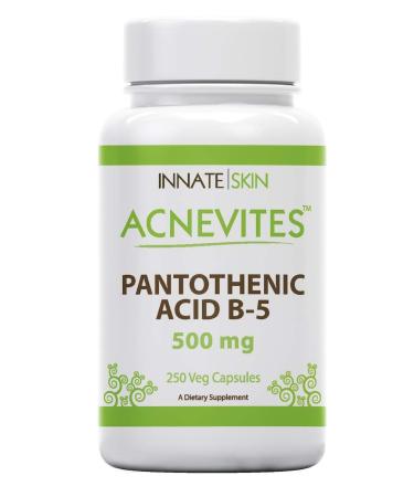 Innate Skin Acnevites Pantothenic Acid B5 500MG Vitamin B-5 250 Capsules with Vitamin Supplements for Hair, Skin, and Nails