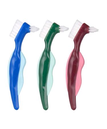 Tootbrush 3pcs Brush Double Head False Teeth Cleaning Brush Toothbrush Cleaner Teeth Cleaning Tool Cleaner Brush
