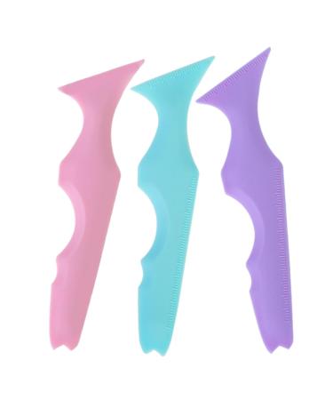 Didiseaon 3pcs Silicone Beauty Ruler Mascara Shield Guard Blue Eyeshadow Lipstick Silicone Eyebrow Aid Massage