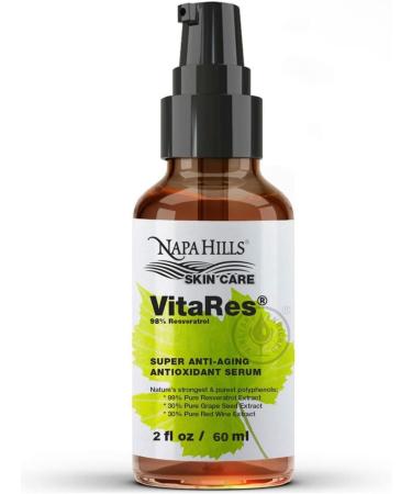 Liquid VitaRes Resveratrol Drops Skincare - Super Concentrated Natural Superior Bioavailability - Grape Skin Grape Seed Resveratrol (2 Fl Oz 98% Strength) 2 Fl Oz 98% Strength