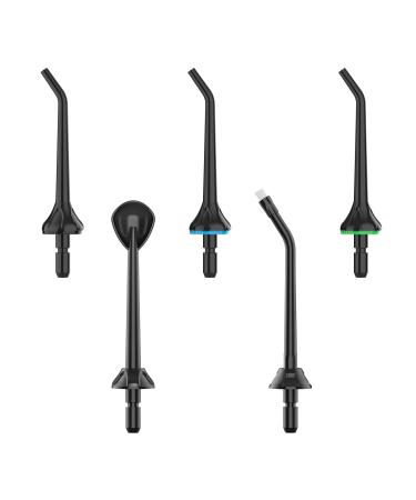 MiTdir Water Dental Flosser Black Replacement Nozzles 3 Standard Tips 1 Orthodontic Tip and 1 Periodontal Tip Total 5 Black Nozzles
