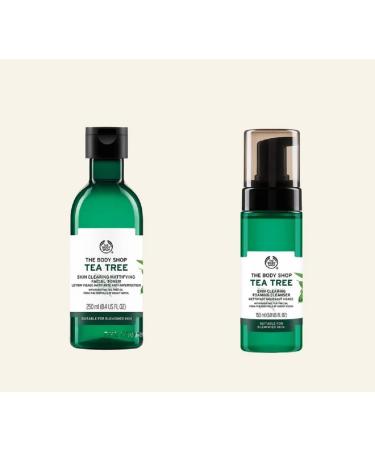 The Body Shop Tea Tree Duo Set 100% Vegan Facial Cleanser 150ml and Mattifying Toner 250ml