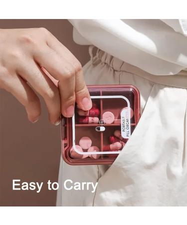 Small Pill Box BPA Free Pill Case with 4 Large Compartmensts to Hold Vitamins Moistureproof Portable Pill Box Organiser for Travel (Deep Red) - Buy Online on GoSupps.com