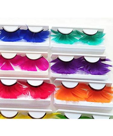 Boys Long-Tailed False Eyelashes - Exaggerated Colorful Feathers for Stage & Festival Art - Orange - Buy Online on GoSupps.com