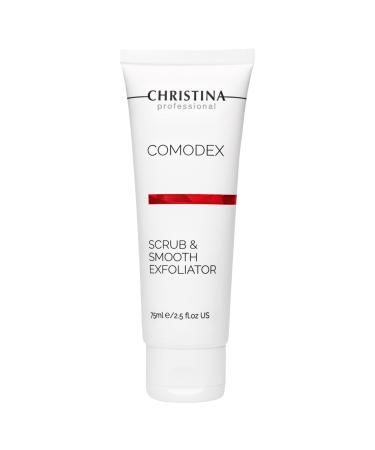 Christina Comodex Scrub & Smooth Face Exfoliator | Fights Oiliness Visible Pores and Dark Spots | Exfoliate for face Removes Dirt and Oil Residue | Even-Toned Skin Effect 75ml