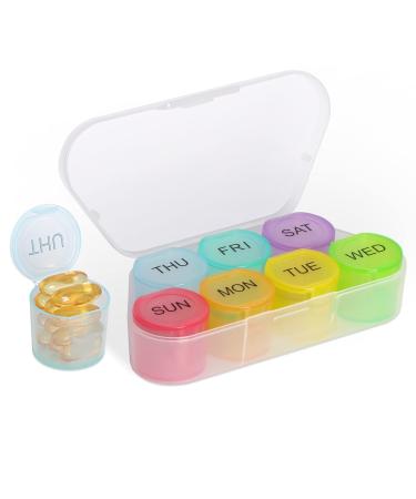 NatureTouch Weekly Pill Organizer BPA Free Medicine Organizer Rainbow 7 Day Pill Box Daily Portable Pill Conatainer for Pills/Vitamin/Fish Oil/Supplements Lastest Version Clear