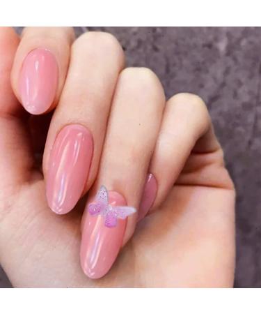 Brishow coffin artificial nails wrong nails short pink butterfly press the nails ballerina acrylic 24 pieces for women and girls