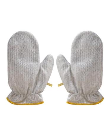 Dewedrt Wire Dishcloth Multipurpose Wire Dishwashing Clean Gloves Kitchen Tool Silver & Yellow 1Pair