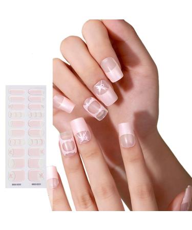Bottone 20 Pieces Semi Cured Gel Nail s Long Lasting Semi Cured Nail Stickers with Soft Glossy Gel Finish Gel Nail Sticker BSS0233