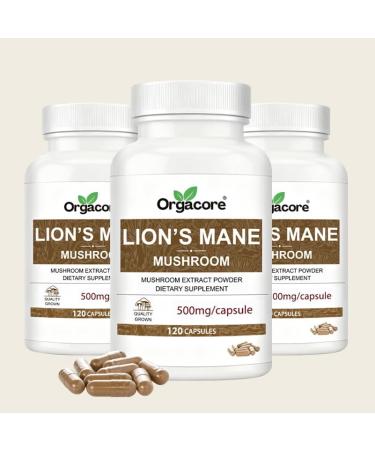 ORGACORE Real Lion s Mane Mushroom Extract Capsules (120 Count) Hericium Erinaceus with Beta Glucans Brain & Immune Support Supplement for Memory Focus & Overall Cognitive Health - Buy Online on GoSupps.com