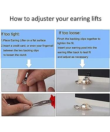 Earring Lifters Set - 3 Pairs Hypoallergenic Backs for Droopy Ears - Adjustable Crown Design in Silver and Gold - 8MM Size - Buy Online on GoSupps.com
