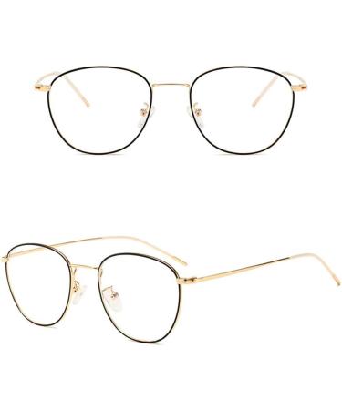 Retro Blue Light Filter Glasses for Men & Women - Metal Frame Gaming & Computer Glasses in Black & Gold - Buy Online on GoSupps.com
