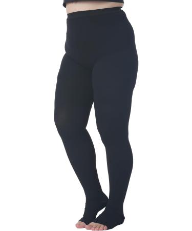 Plus Size 4XL Compression Pantyhose for Men & Women - 20-30 mmHg Opaque Toeless Support Stockings for Swelling DVT Pregnancy - Waist High Tights in Black - Buy Online on GoSupps.com