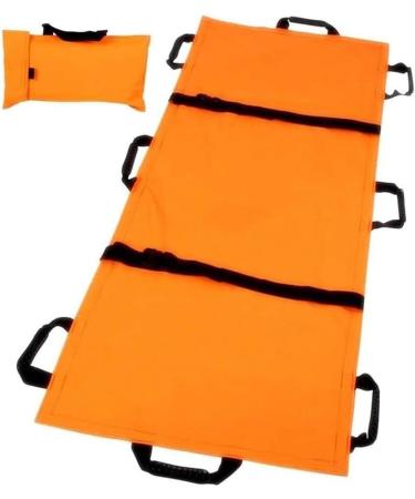 Portable Stretcher Waterproof Soft Stretcher 8 Handles Emergency Rescue Folding Stretcher Back Stretcher Positioning Bed Pad for Household Emergency Work Transfer Sling Orange