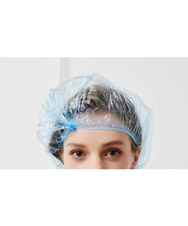 AKOAK 100Pcs Waterproof Shower Cap Set - Blue | Transparent, Disposable Stretch Hair Cap for Dyeing | Adult Size - Buy Online on GoSupps.com