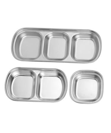 Ciieeo 3pcs Seasoning Dish Sauce Bowl Salad Serving Utensils Serving Saucers Oil Dipping Dish Dip Bowls Olive Dishes Salad Dressing 304 Stainless Steel Stainless Steel Plate 20x8cm As Shown