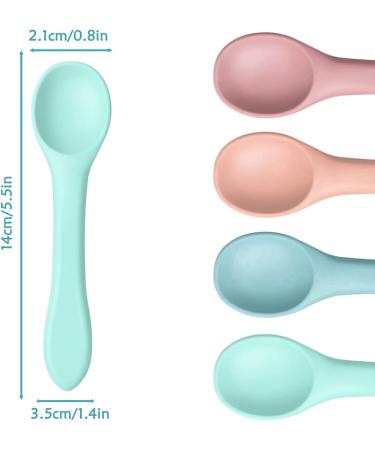 4Pcs Silicone Baby Weaning Spoons Set for Feeding - Toddler Cutlery Spoon Training in Morandi & Light Colors - Buy Online on GoSupps.com