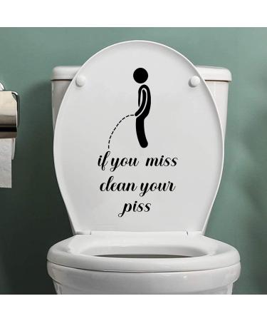 BJY Toilet Sticker Funny inIf You Miss Clean Your PissinSign Bathroom Toilet Decal Removable Self Adhesive Art Toilet Decal Creative DIY Toilet Lid Decals for Restroom Toilet Washroom (Black)