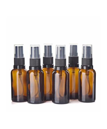 6pcs Empty Refillable 30ml Amber Glass Spray Bottle E Mist Suitable for Essential Oil Perfume Aromatherapy