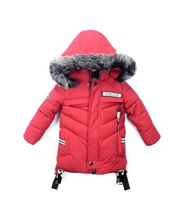 Odziezet Baby Boy Down Coat Kids Hooded Puffer Zipper Jacket Winter Outerwear Clothes 2-7 Years 2-3 Years Red