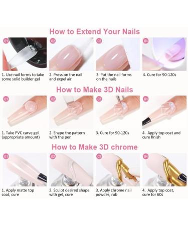  BISHENGYF 3D Nail Gel and Chrome Nail Powder Kit 30g 3D Nail Gel Moonlight Glazed Gold Chrome Nail Powder for 5D Sculpting DIY Nail Art Decoration - Buy Online on GoSupps.com