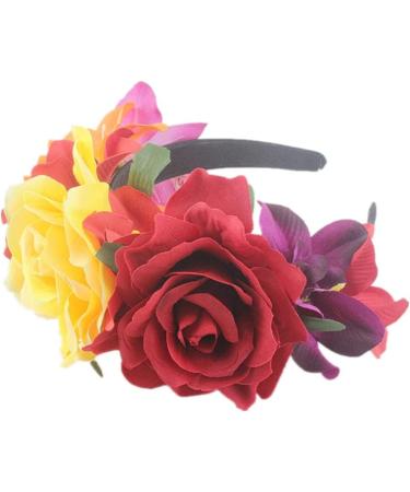 Happyupcity Mexican Flower Crown Headband Halloween Hairband Head Band Party Costume Rose Flower Crown Headpiece Cosplay Hair Accessories - Buy Online on GoSupps.com