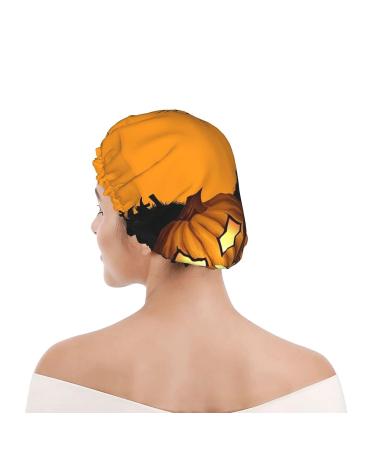 Halloween Pumpkin Printed Shower Cap - Waterproof, Fits All Head Sizes, Ideal for Women - Hair Bath Cap - Buy Online on GoSupps.com