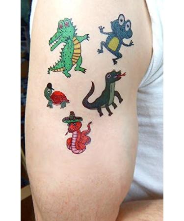 Premium Reptile Temporary Tattoos - Crocodile, Turtle, Frog, Chameleon, Komodo Dragon, Snake | Party Favors - Buy Online on GoSupps.com