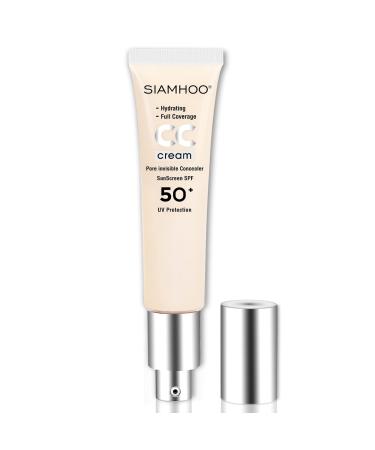 SIAMHOO CC Cream Foundation with Spf 50+ Full Coverage Foundation Makeup Color Corrector Even Skin Tone 1.58 fl.oz/ 45ml - Fair Light