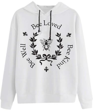 Bigfanshu Womens Dresses Letter Printing Stripe Round Collar Long Sleeves Sweater Tops White - Buy Online on GoSupps.com