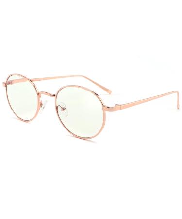 Lanlang reading glasses with blue light filters for men anti-eyestrain UV reading glasses with 0-4.0 diopters metal anti-eyes fatigue gold round light ME-001 gold 4.0 diopters