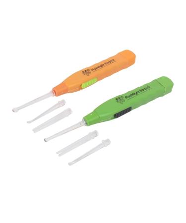 Qtqgoitem Plastic Grip Flashlight Earpick Ear Wax Cleaner Tool 2pcs Orange Green (Model: 24c 685 41e 23a 778)