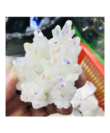 Natural Crystal Rough Crystal Natural White Angel Aura Crystal Cluster Electroplating Titanium Coating Quartz Cluster Stone (Size : 160-200g)