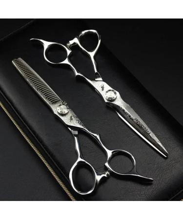 Hair Cutting Scissors Shears 6 Inch Professional Damascus Hair Scissors Hair Cutting Scissor Barber Tools Haircut Thinning Shears Set Hairdressing Scissors (Color : 1 Set)